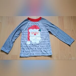 Holiday Time Gray and Red Santa Long Sleeve Tee 5T